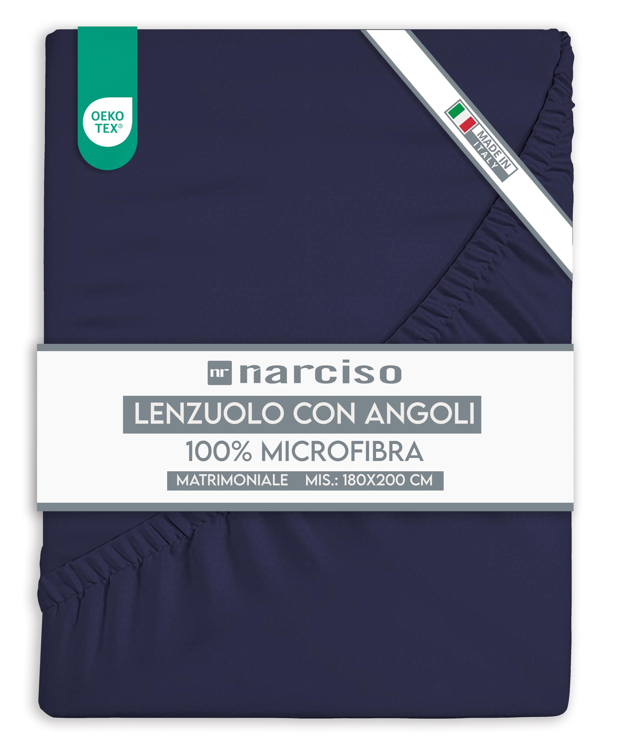 Lenzuolo con Angoli in Microfibra Tinta Unita Embossed, Lenzuola Sotto con Angoli Traspirante ed Anallergica, Biancheria da Letto Made in Italy