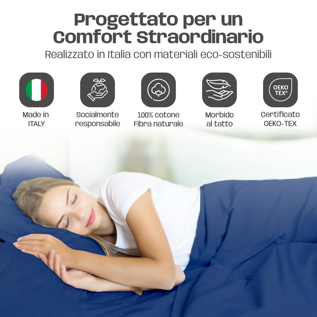 Lenzuola Letto Cotone Made in Italy, Completo Letto - Diversi colori - 3 TAGLIE