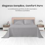 Lenzuola Letto Cotone Made in Italy, Completo Letto - Diversi colori - 3 TAGLIE