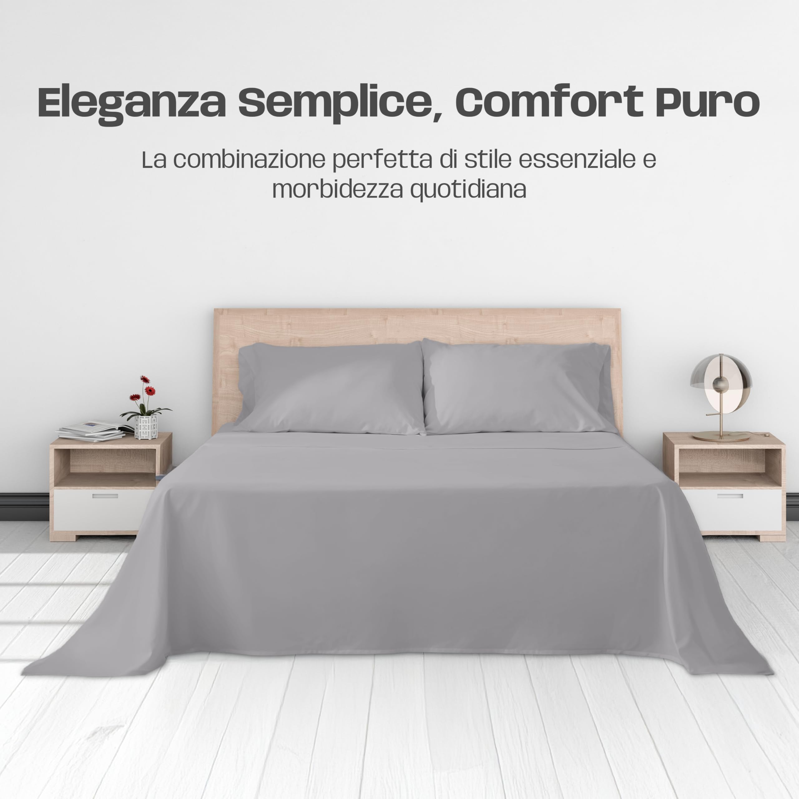 Lenzuola Letto Cotone Made in Italy, Completo Letto - Diversi colori - 3 TAGLIE