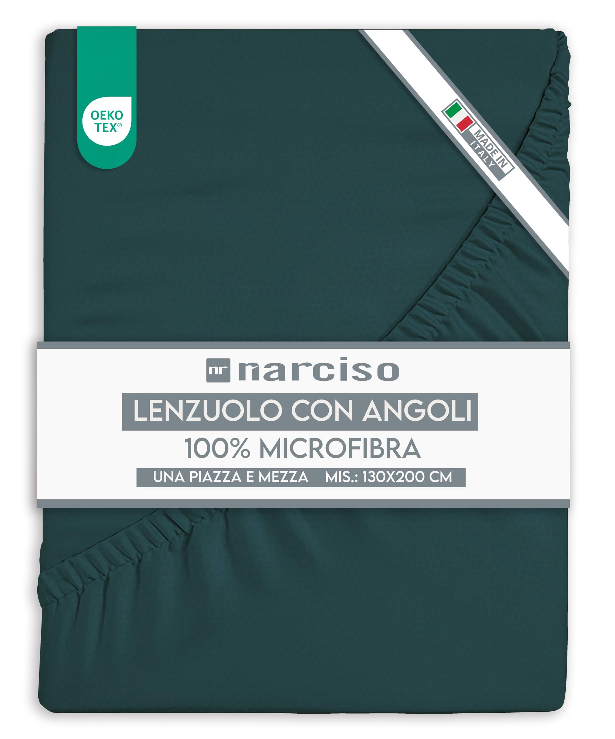 Lenzuolo con Angoli in Microfibra Tinta Unita Embossed, Lenzuola Sotto con Angoli Traspirante ed Anallergica, Biancheria da Letto Made in Italy