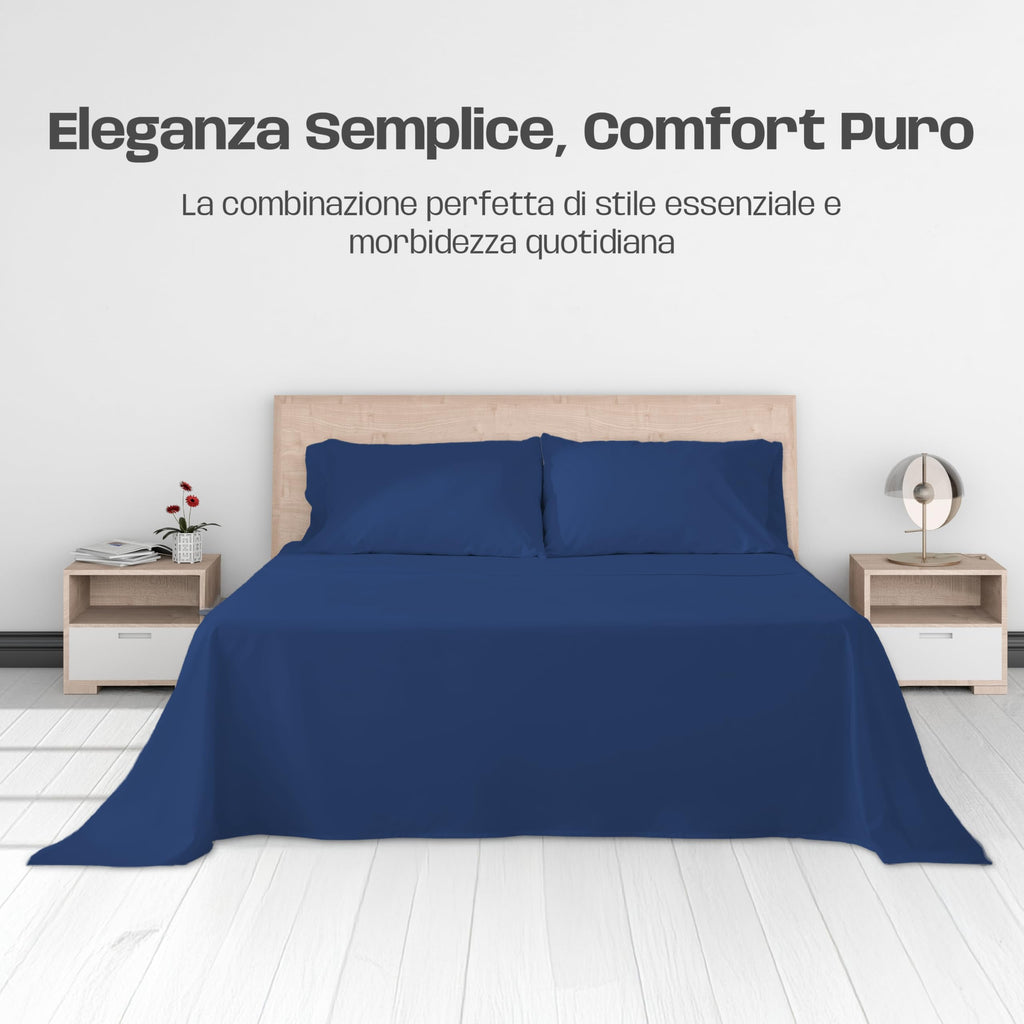 Lenzuola Letto Cotone Made in Italy, Completo Letto - Diversi colori - 3 TAGLIE