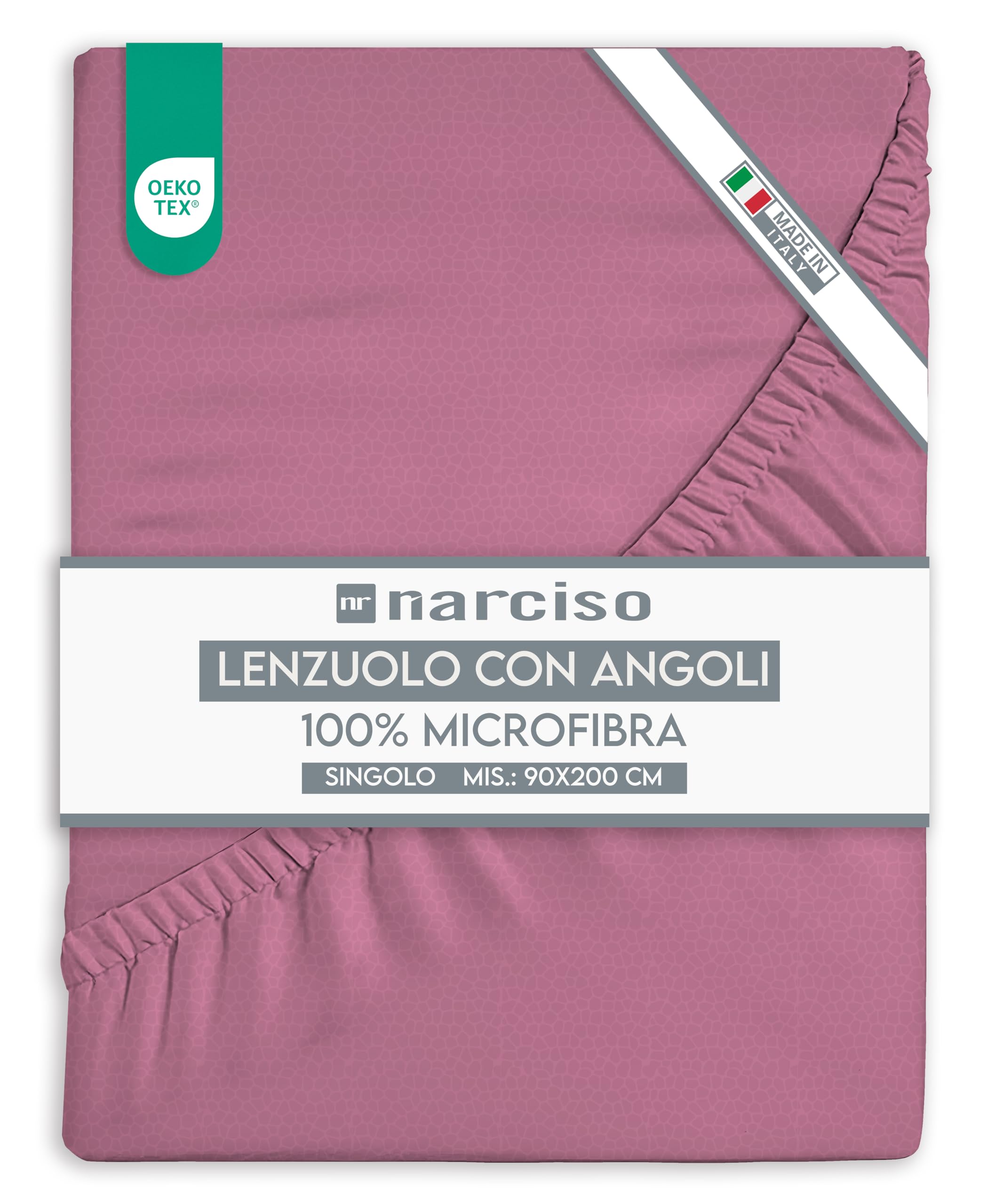Lenzuolo con Angoli in Microfibra Tinta Unita Embossed, Lenzuola Sotto con Angoli Traspirante ed Anallergica, Biancheria da Letto Made in Italy