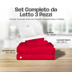 Lenzuola Letto Cotone Made in Italy, Completo Letto - Diversi colori - 3 TAGLIE