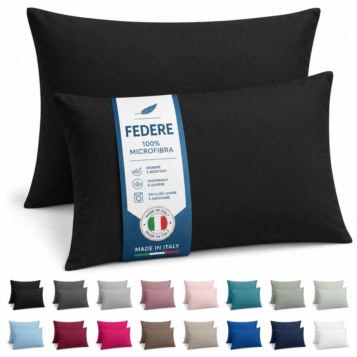 NARCISO Coppia Federe Cuscino Letto 50x80 in Microfibra Embossed