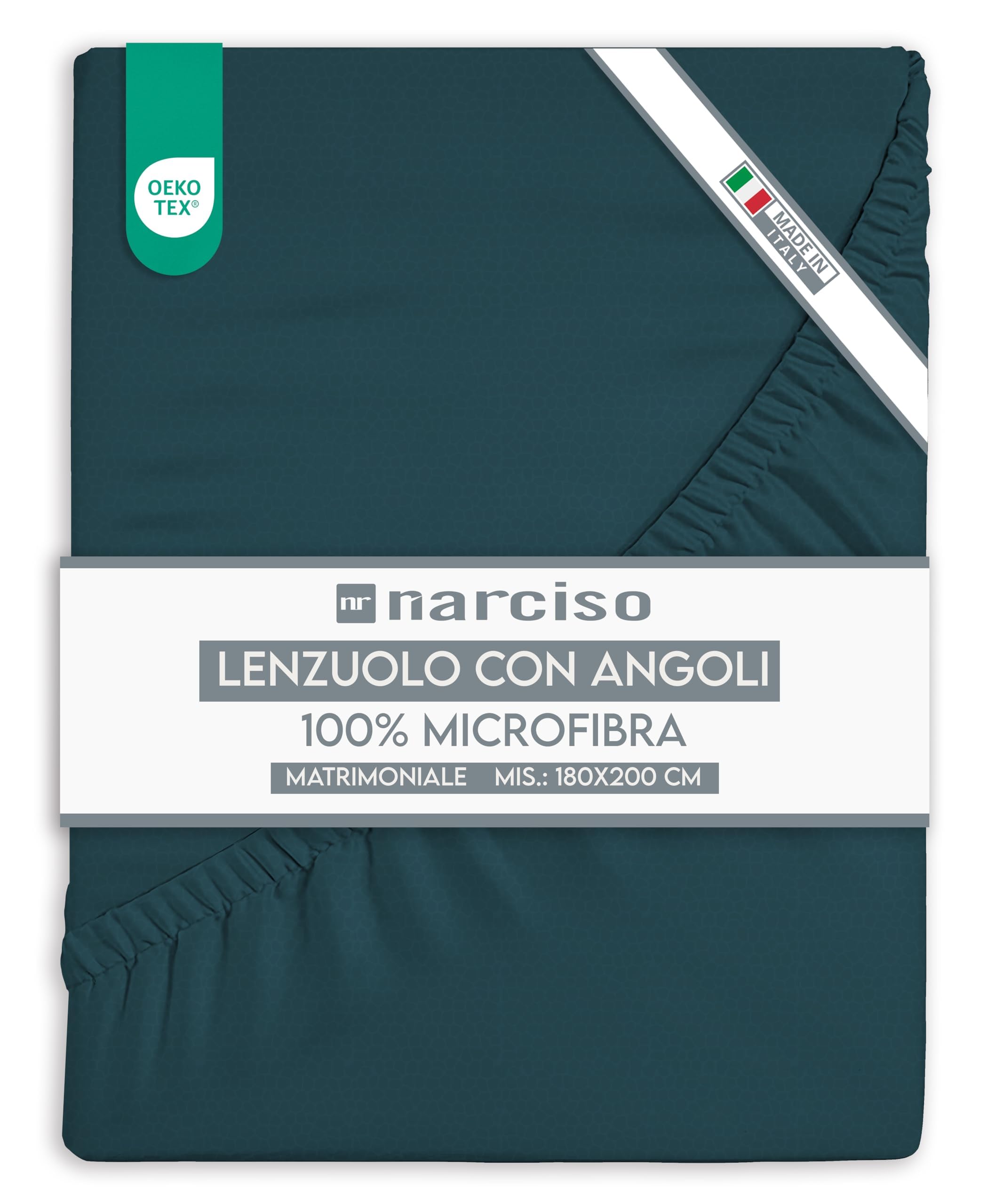 Lenzuolo con Angoli in Microfibra Tinta Unita Embossed, Lenzuola Sotto con Angoli Traspirante ed Anallergica, Biancheria da Letto Made in Italy