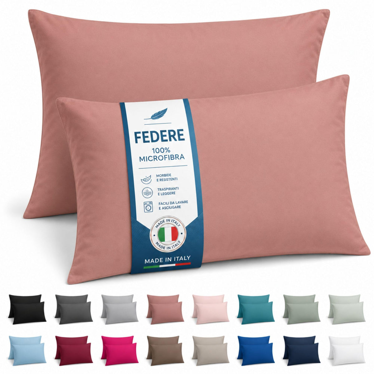 NARCISO Coppia Federe Cuscino Letto 50x80 in Microfibra Embossed