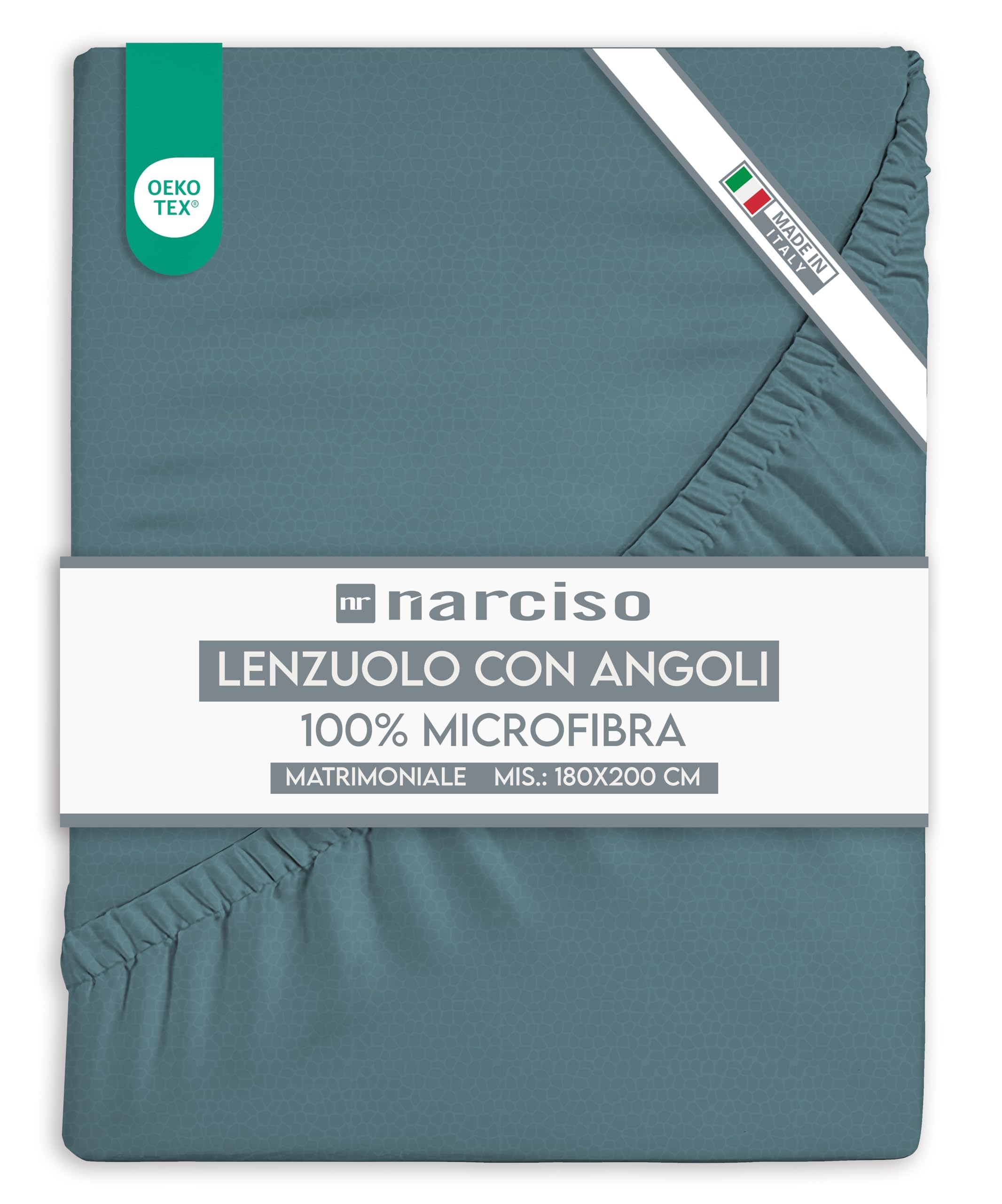 Lenzuolo con Angoli in Microfibra Tinta Unita Embossed, Lenzuola Sotto con Angoli Traspirante ed Anallergica, Biancheria da Letto Made in Italy