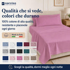 Lenzuolo Sopra 100% Cotone, Anallergico e Traspirante Abbinabile alle Nostre Federe e Lenzuolo con Angoli in Cotone, Made in Italy