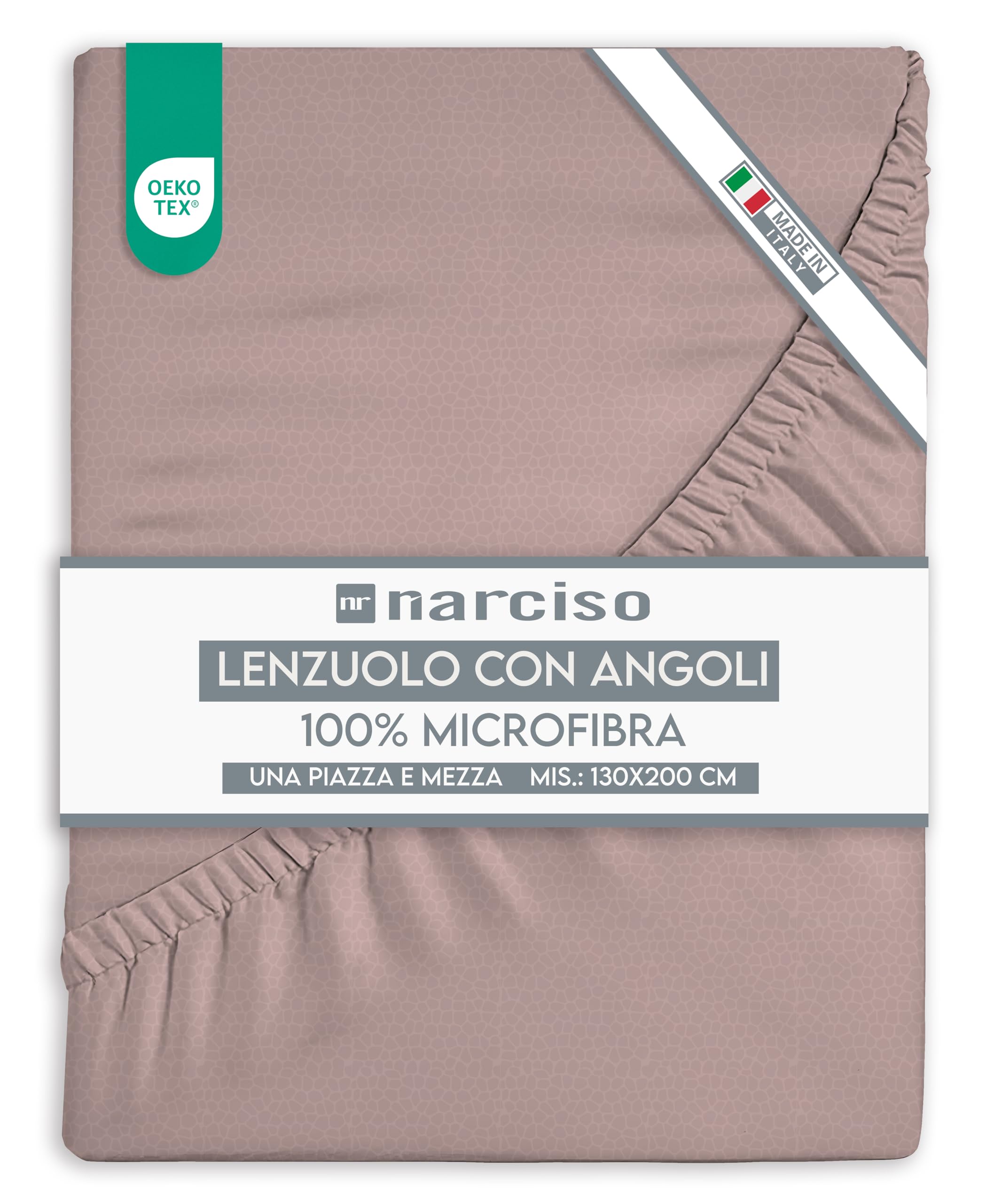 Lenzuolo con Angoli in Microfibra Tinta Unita Embossed, Lenzuola Sotto con Angoli Traspirante ed Anallergica, Biancheria da Letto Made in Italy