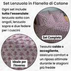 NARCISO Lenzuola di Flanella Made in Italy, Completo Lenzuola di Flanella in Cotone