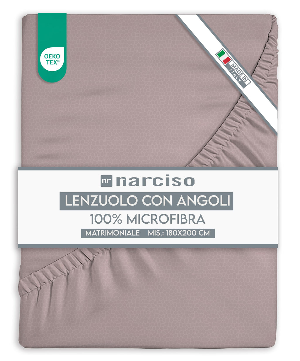 Lenzuolo con Angoli in Microfibra Tinta Unita Embossed, Lenzuola Sotto con Angoli Traspirante ed Anallergica, Biancheria da Letto Made in Italy