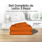 Lenzuola Letto Cotone Made in Italy, Completo Letto - Diversi colori - 3 TAGLIE