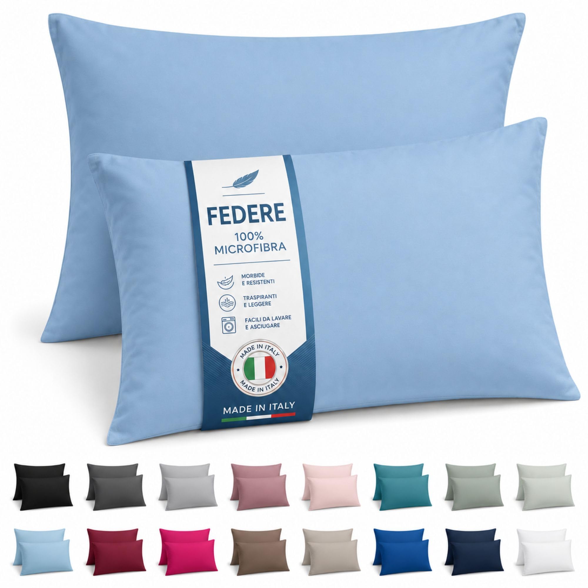 NARCISO Coppia Federe Cuscino Letto 50x80 in Microfibra Embossed