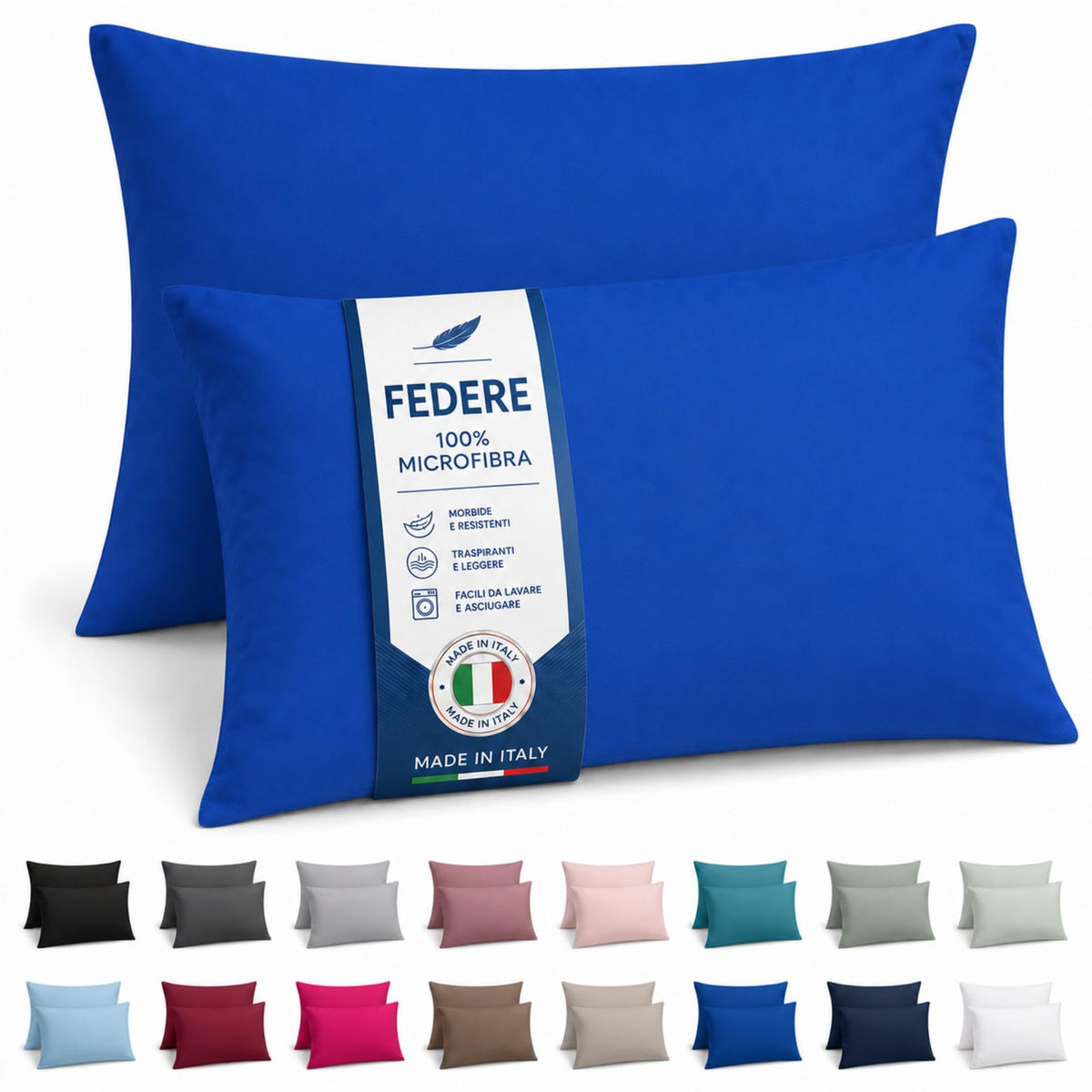 NARCISO Coppia Federe Cuscino Letto 50x80 in Microfibra Embossed