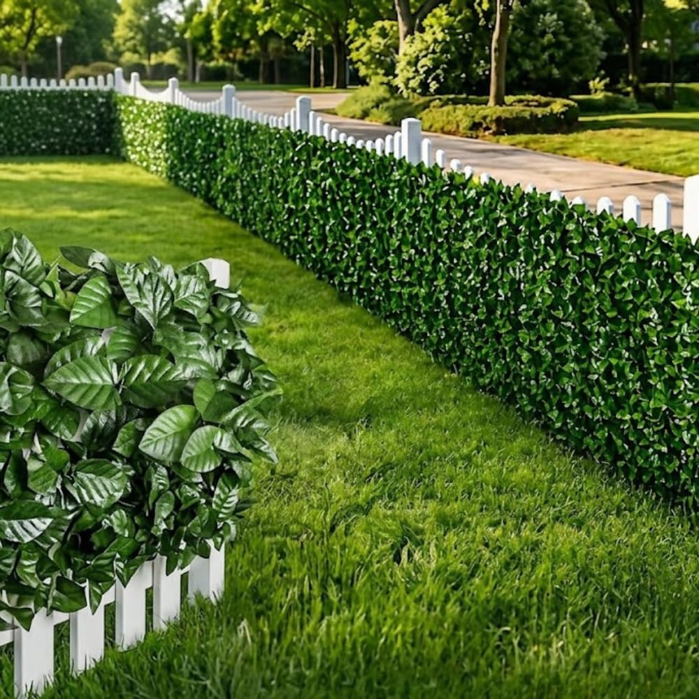 Siepe Artificiale da Esterno, Siepe Finta per Recinzione Giardino Esterno, Edera in PVC Perfetta per Garantire Privacy Copri Ringhiera Balcone e Frangivista Giardino