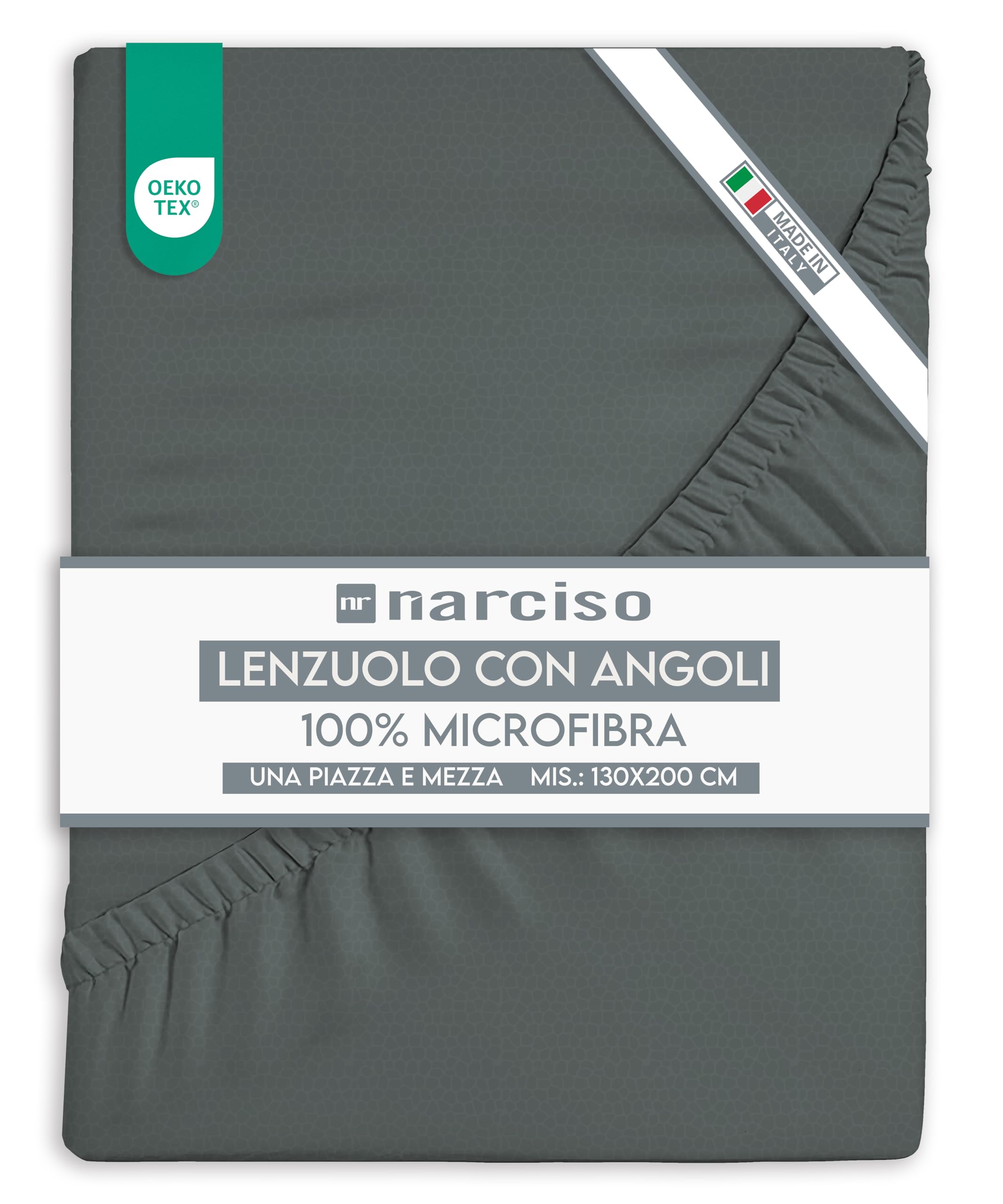 Lenzuolo con Angoli in Microfibra Tinta Unita Embossed, Lenzuola Sotto con Angoli Traspirante ed Anallergica, Biancheria da Letto Made in Italy