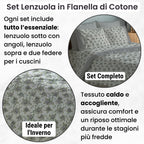NARCISO Lenzuola di Flanella Made in Italy, Completo Lenzuola di Flanella in Cotone