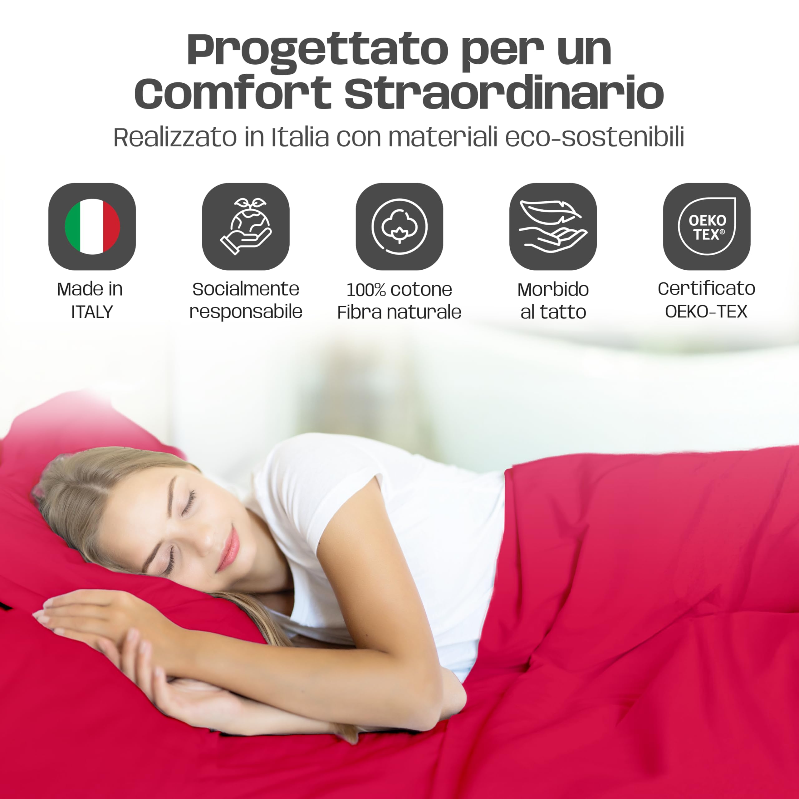Lenzuola Letto Cotone Made in Italy, Completo Letto - Diversi colori - 3 TAGLIE