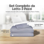 Lenzuola Letto Cotone Made in Italy, Completo Letto - Diversi colori - 3 TAGLIE