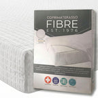 FIBRE EST. 1976 - Coprimaterasso in Cotone con Elastico agli Angoli, Copri Materasso Antiacaro in Spugna Anallergica, Effetto Massaggiante e Non Scivola