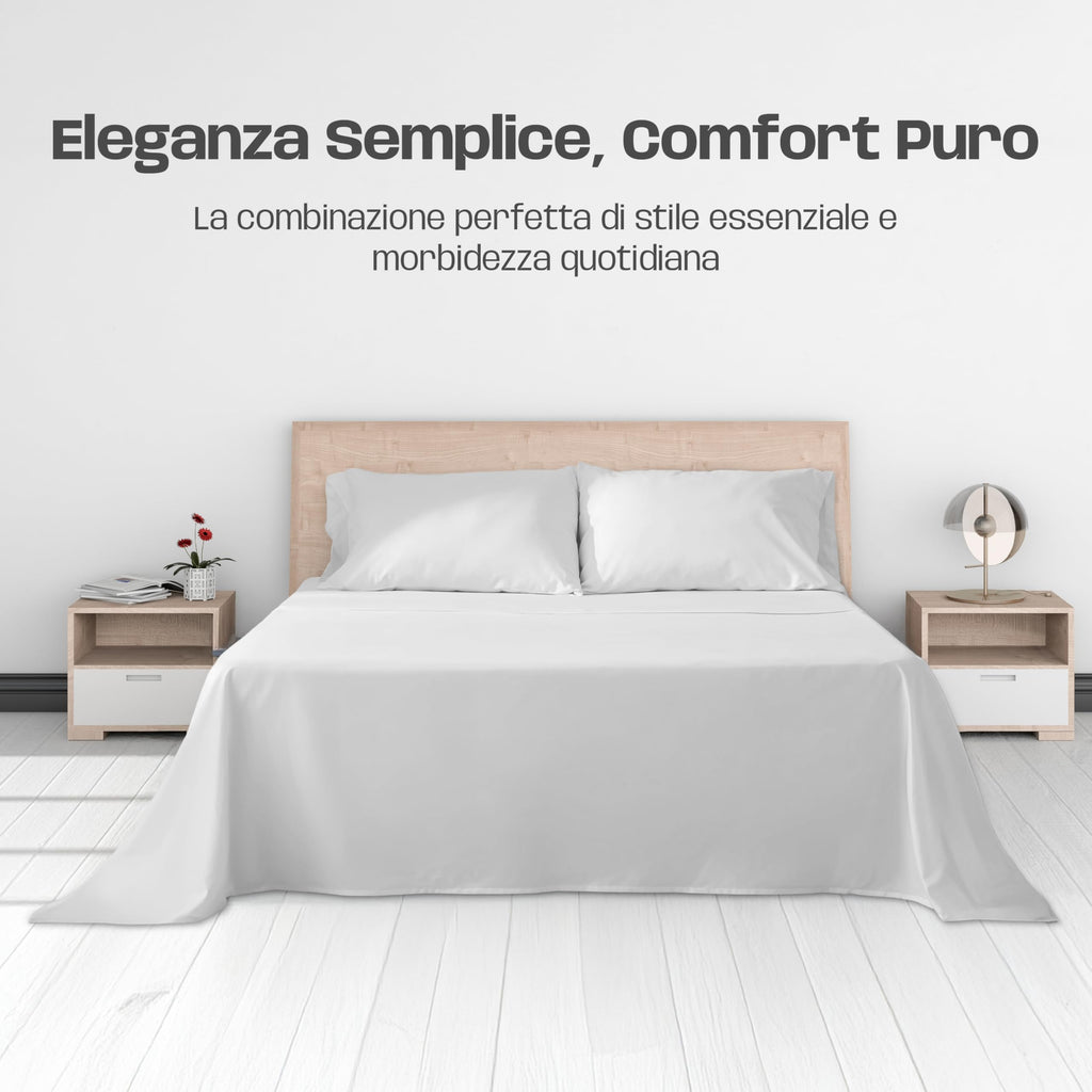 Lenzuola Letto Cotone Made in Italy, Completo Letto - Diversi colori - 3 TAGLIE