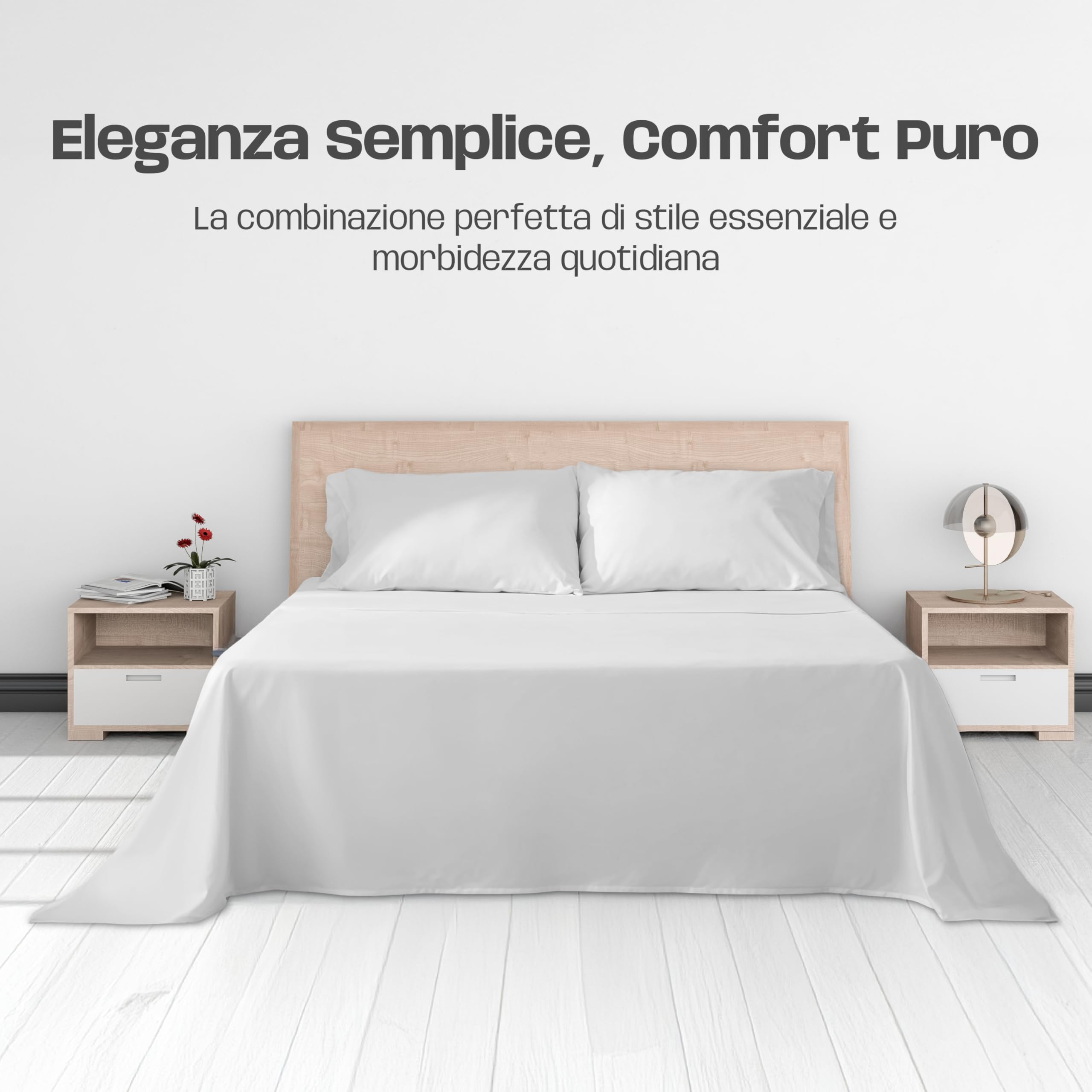Lenzuola Letto Cotone Made in Italy, Completo Letto - Diversi colori - 3 TAGLIE