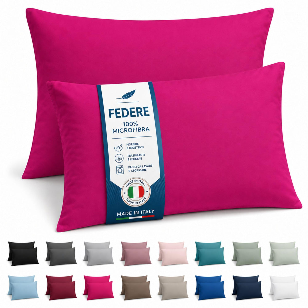 NARCISO Coppia Federe Cuscino Letto 50x80 in Microfibra Embossed