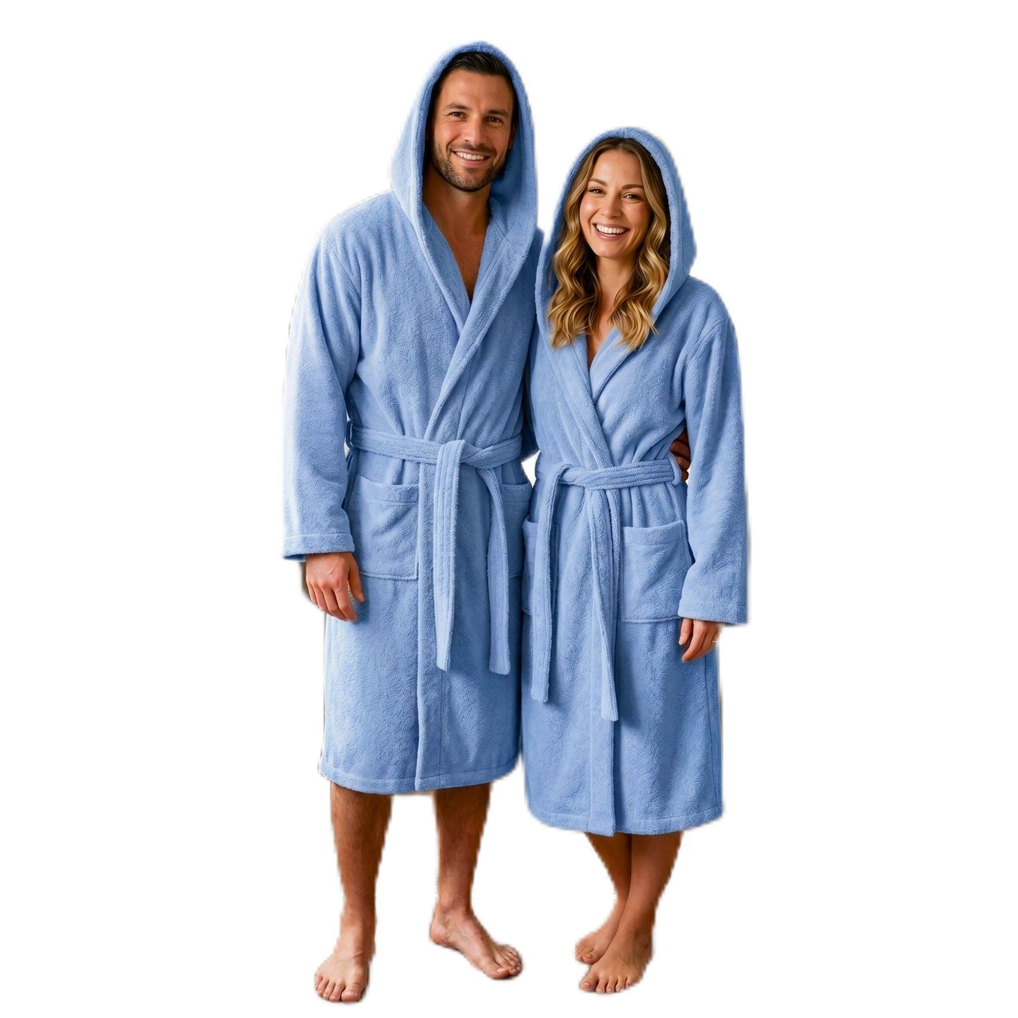 Accappatoio UNISEX con Cappuccio in Spugna Morbida di Cotone, Alto Potere Asciugante