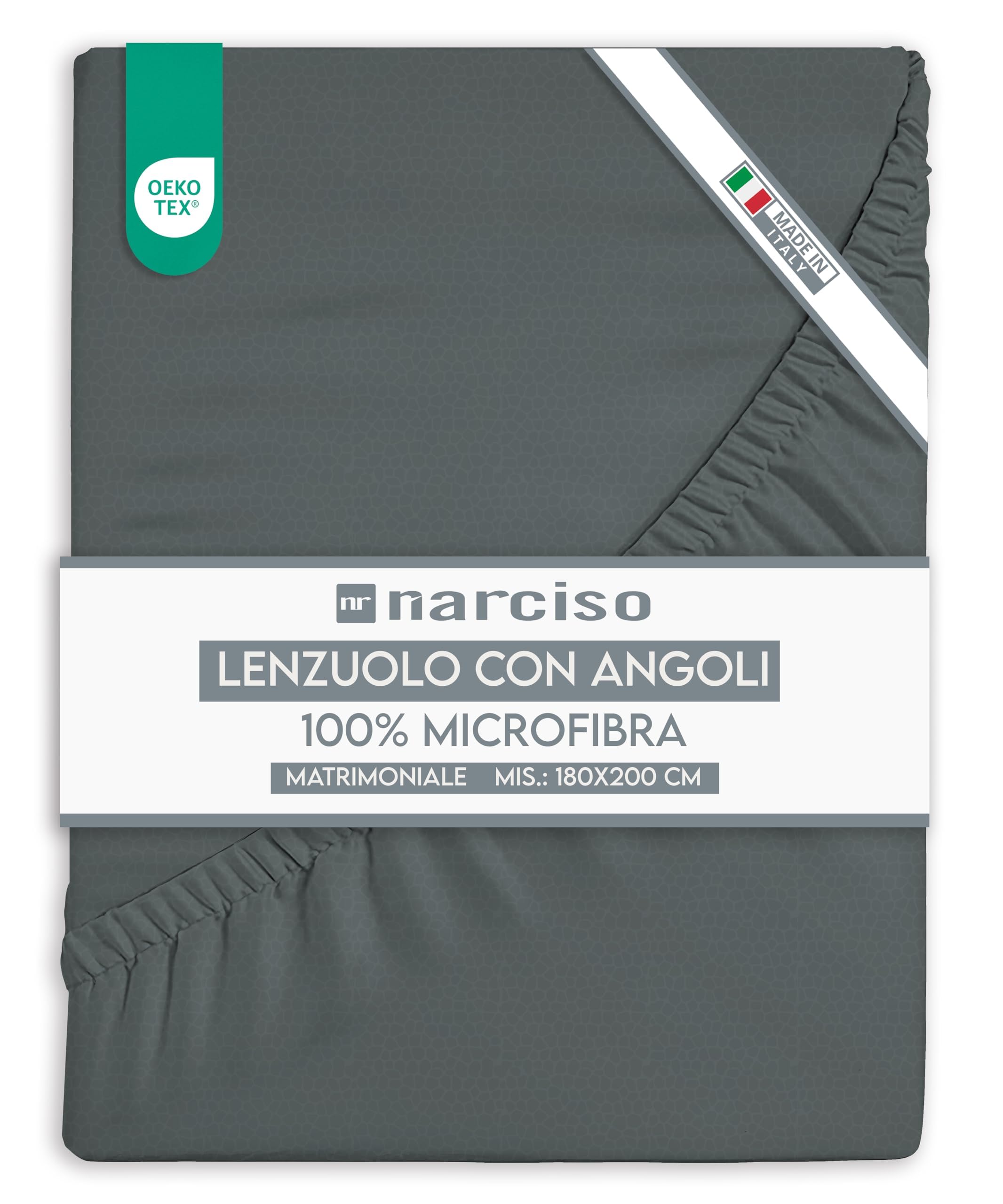 Lenzuolo con Angoli in Microfibra Tinta Unita Embossed, Lenzuola Sotto con Angoli Traspirante ed Anallergica, Biancheria da Letto Made in Italy