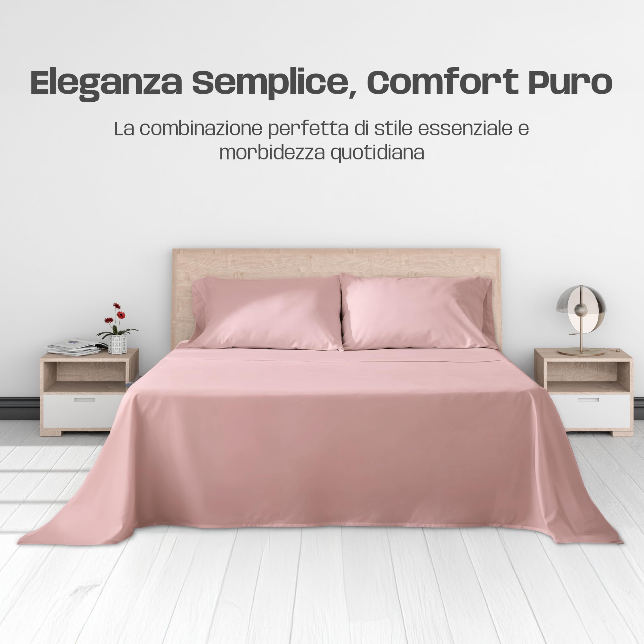 Lenzuola Letto Cotone Made in Italy, Completo Letto - Diversi colori - 3 TAGLIE