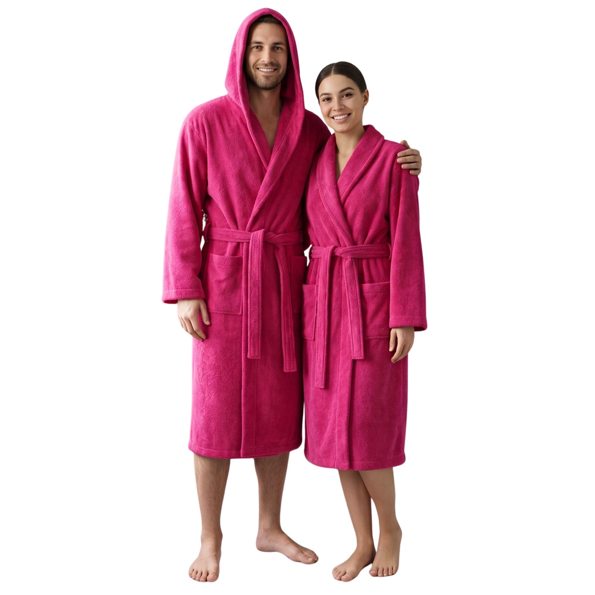 Accappatoio UNISEX con Cappuccio in Spugna Morbida di Cotone, Alto Potere Asciugante