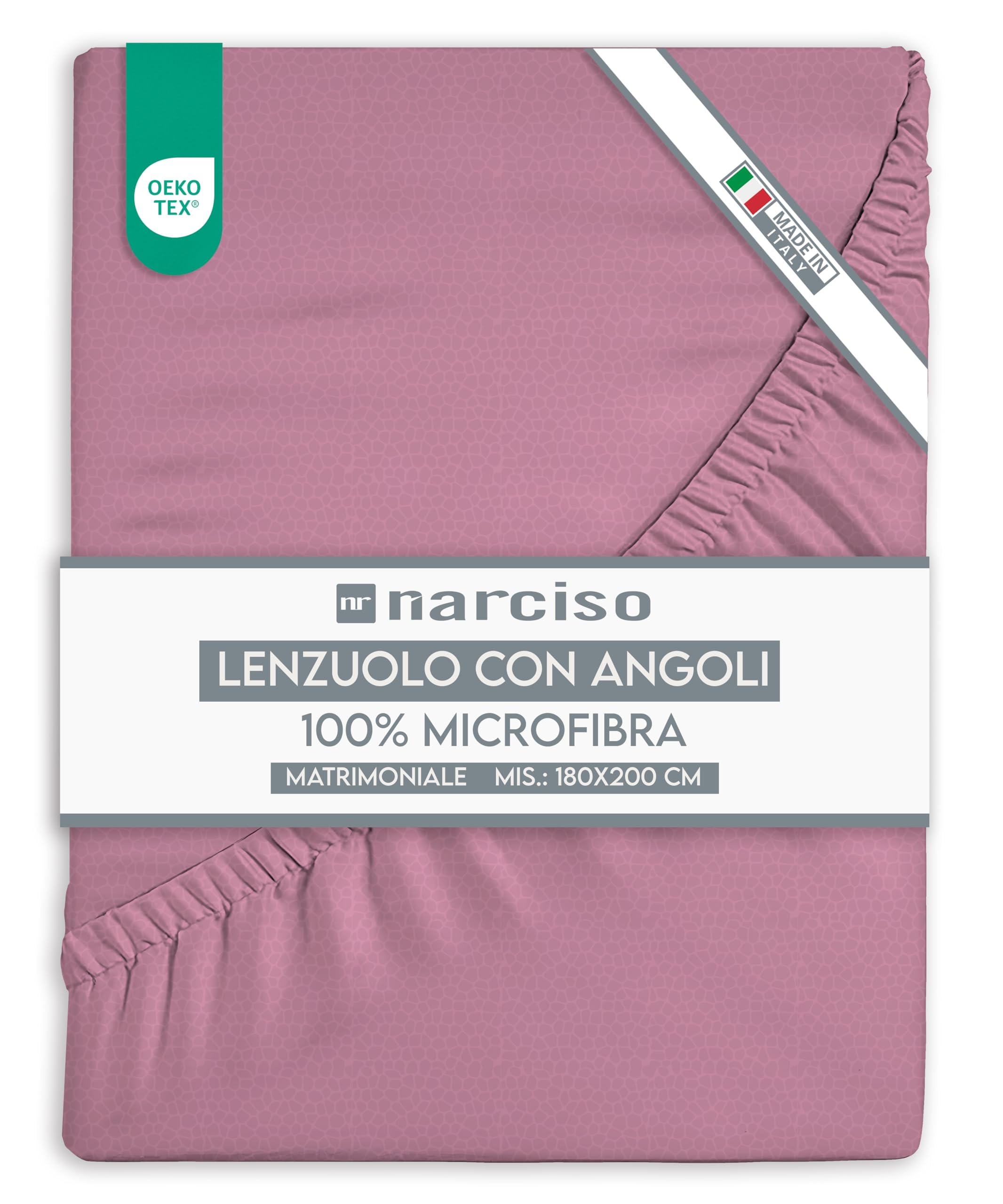 Lenzuolo con Angoli in Microfibra Tinta Unita Embossed, Lenzuola Sotto con Angoli Traspirante ed Anallergica, Biancheria da Letto Made in Italy