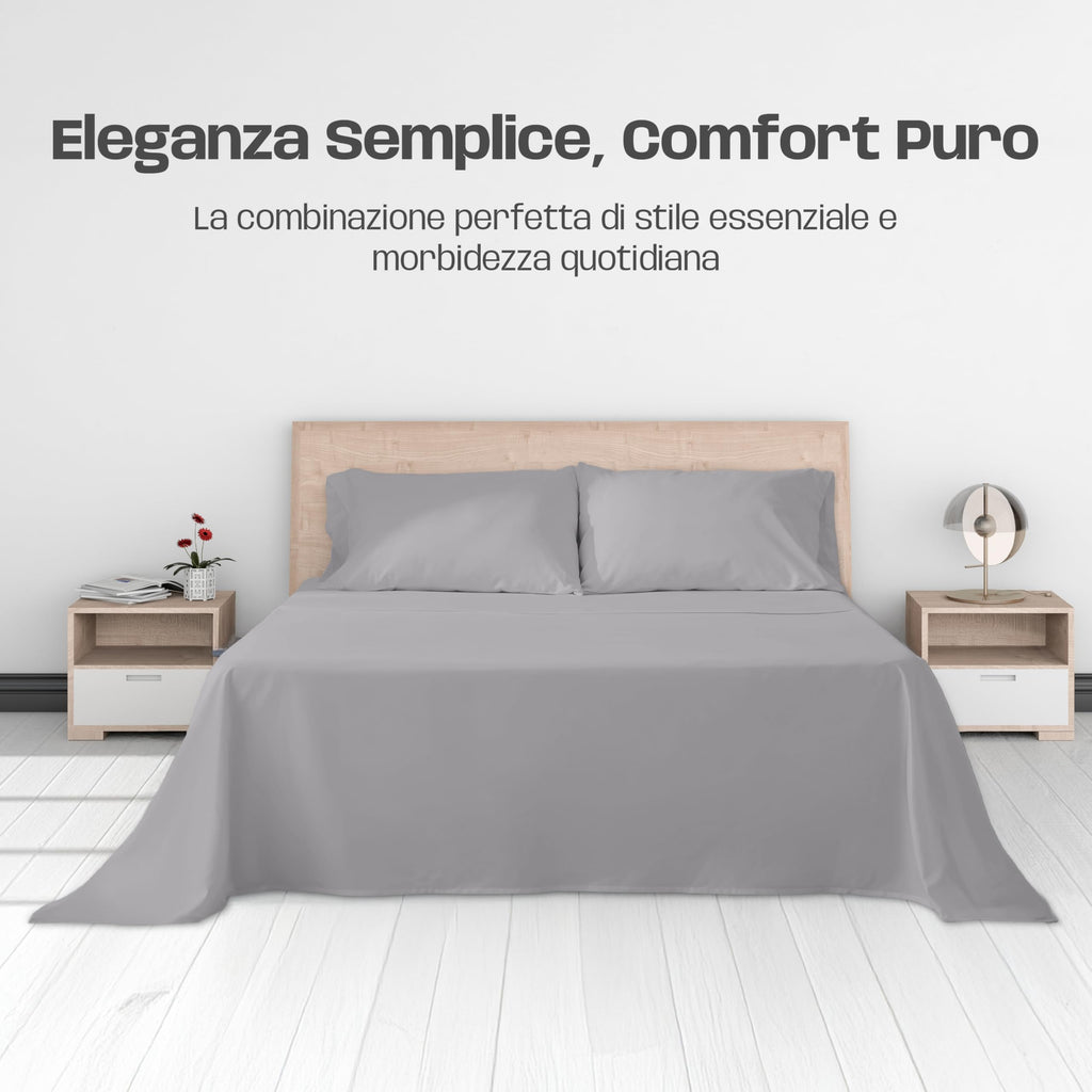 Lenzuola Letto Cotone Made in Italy, Completo Letto - Diversi colori - 3 TAGLIE