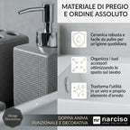 Set Bagno Accessori Completo 3 Pezzi in Ceramica, Set Bagno Porta Sapone e Spazzolini con Portasaponetta un Kit Completo Funzionale e Decorativo