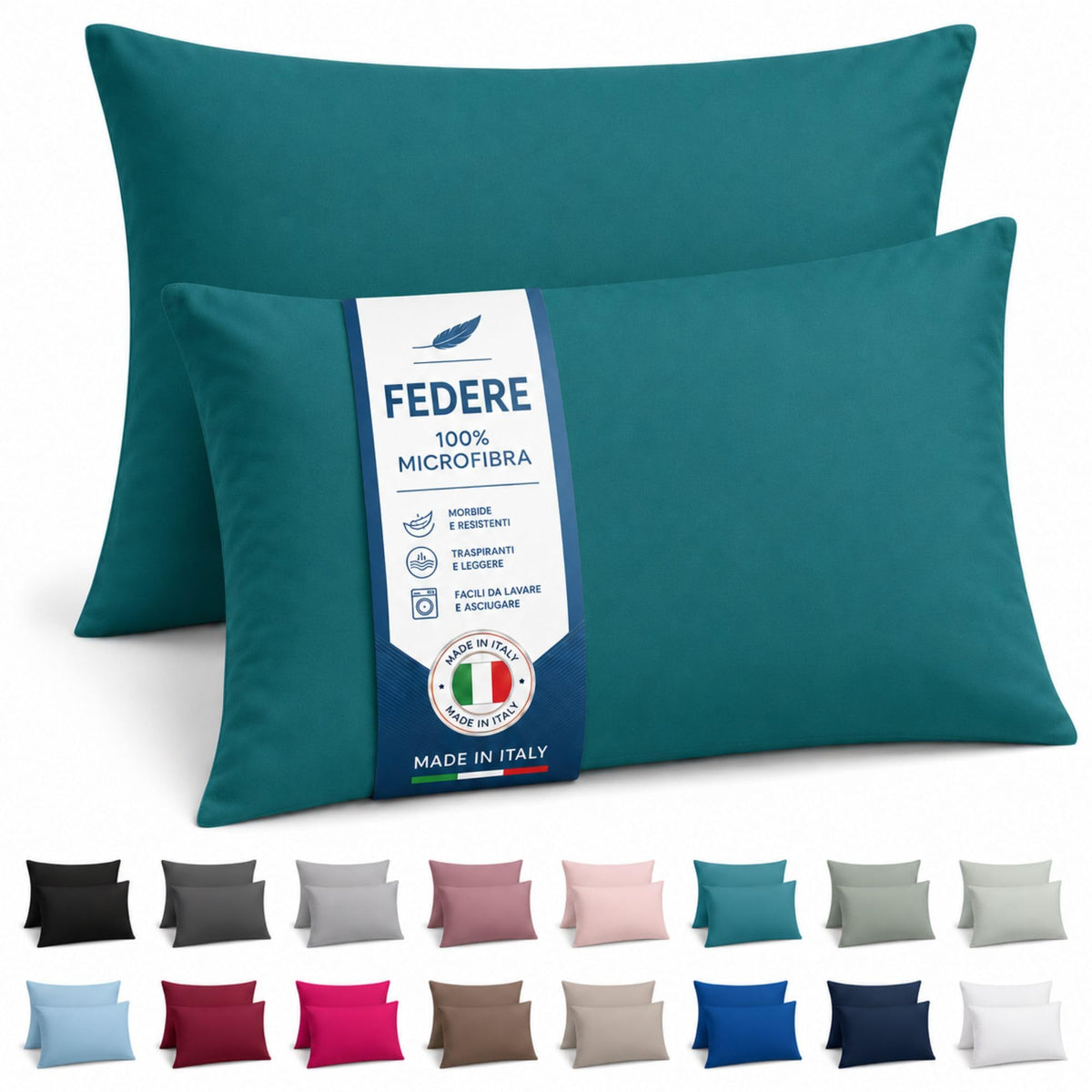 NARCISO Coppia Federe Cuscino Letto 50x80 in Microfibra Embossed