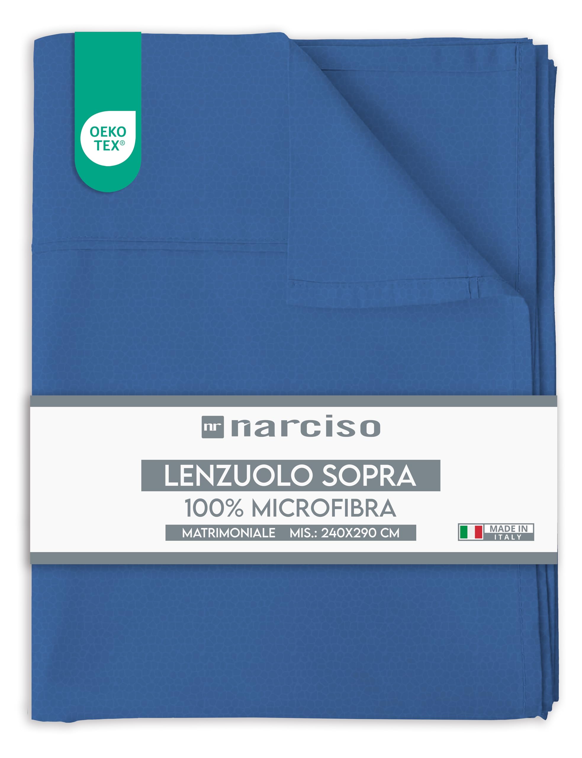 Lenzuolo Sopra in Microfibra Tinta Unita Embossed, Traspirante ed Anallergico, Made in Italy - 3 TAGLIE