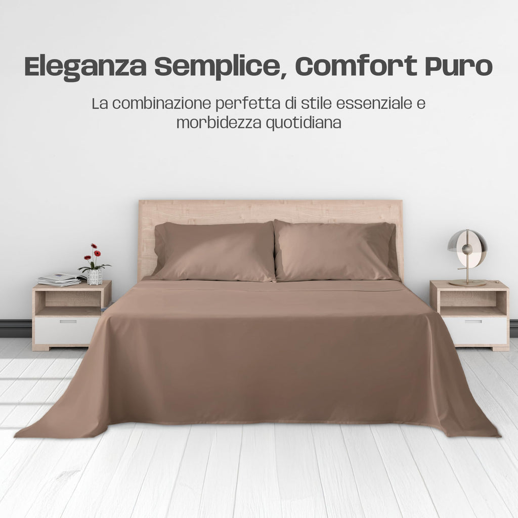 Lenzuola Letto Cotone Made in Italy, Completo Letto - Diversi colori - 3 TAGLIE