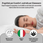Coppia Cuscini Letto Matrimoniale (H 11cm) Cuscino Memory Foam Basso, Guanciale Letto Morbido ed Anallergico con Fodera Esterna Jacquard Aloe, Garantisce Sonno Profondo e Traspirabilità Ottima