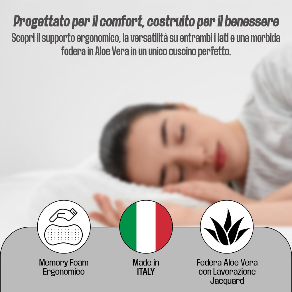 NARCISO Coppia Cuscini Letto Matrimoniale Morbidi Made in Italy
