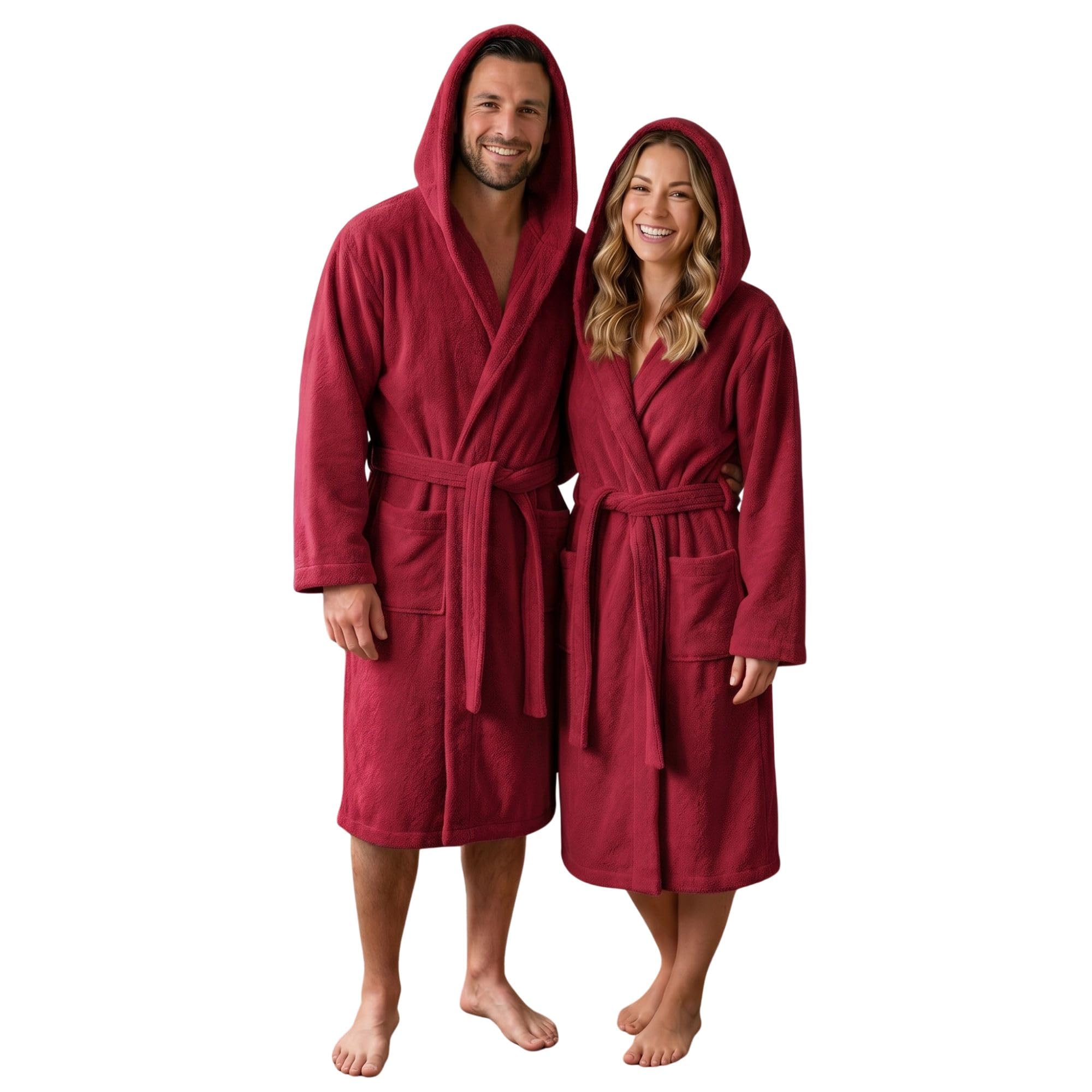 Accappatoio UNISEX con Cappuccio in Spugna Morbida di Cotone, Alto Potere Asciugante