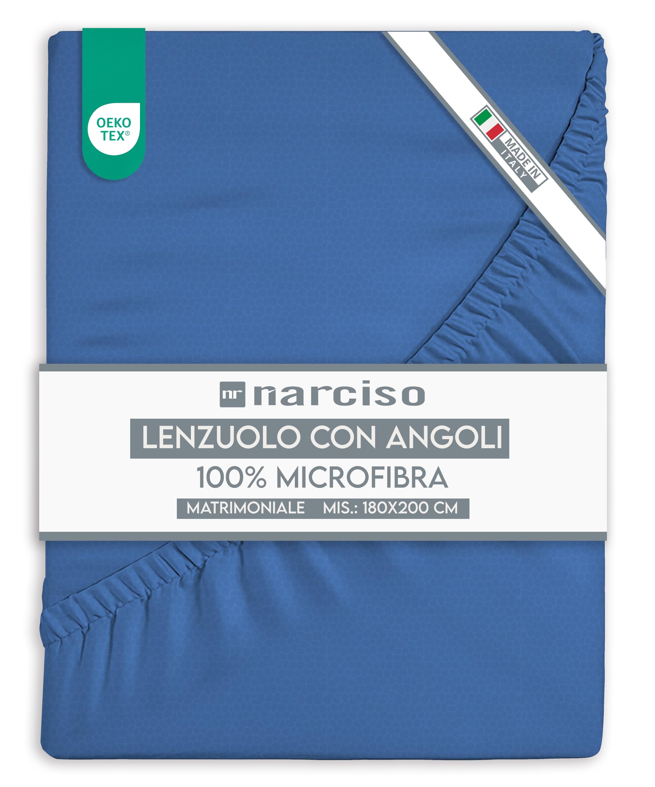 Lenzuolo con Angoli in Microfibra Tinta Unita Embossed, Lenzuola Sotto con Angoli Traspirante ed Anallergica, Biancheria da Letto Made in Italy