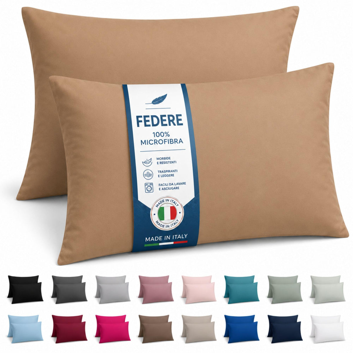 NARCISO Coppia Federe Cuscino Letto 50x80 in Microfibra Embossed