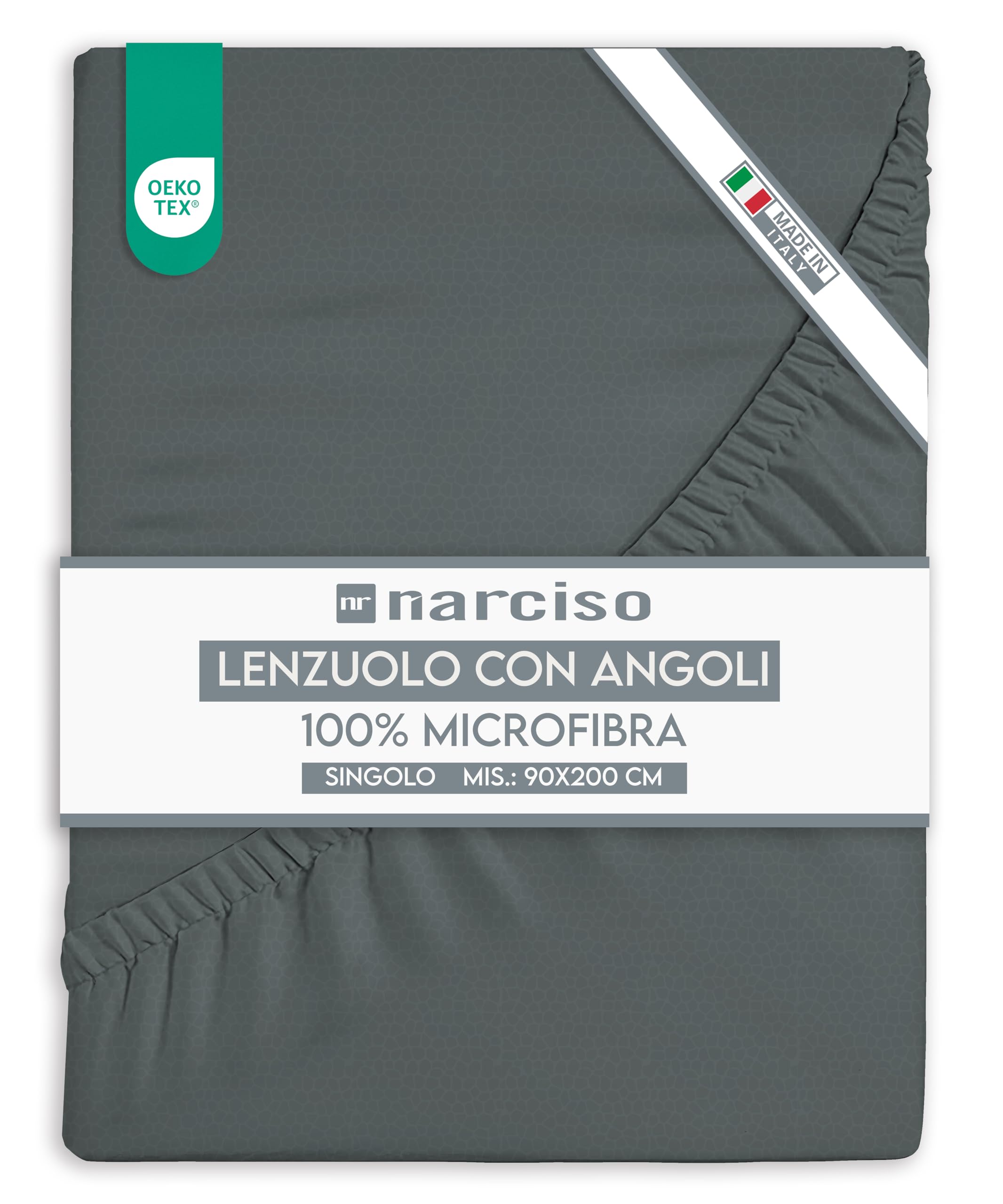 Lenzuolo con Angoli in Microfibra Tinta Unita Embossed, Lenzuola Sotto con Angoli Traspirante ed Anallergica, Biancheria da Letto Made in Italy