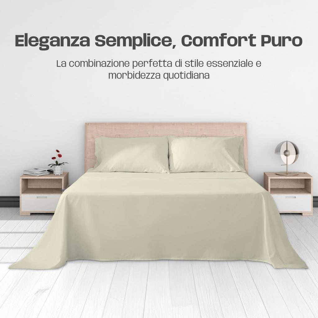 Lenzuola Letto Cotone Made in Italy, Completo Letto - Diversi colori - 3 TAGLIE