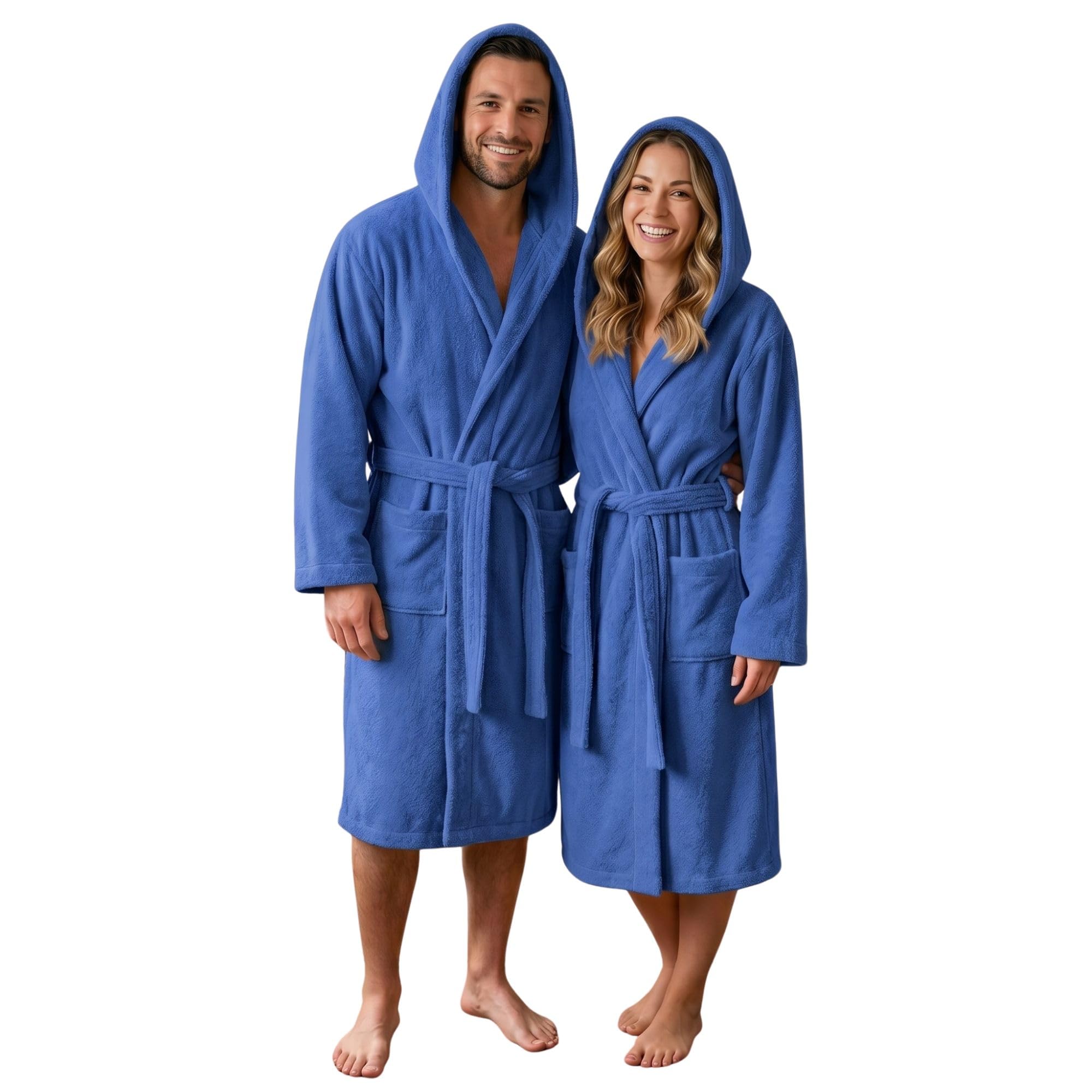 Accappatoio UNISEX con Cappuccio in Spugna Morbida di Cotone, Alto Potere Asciugante