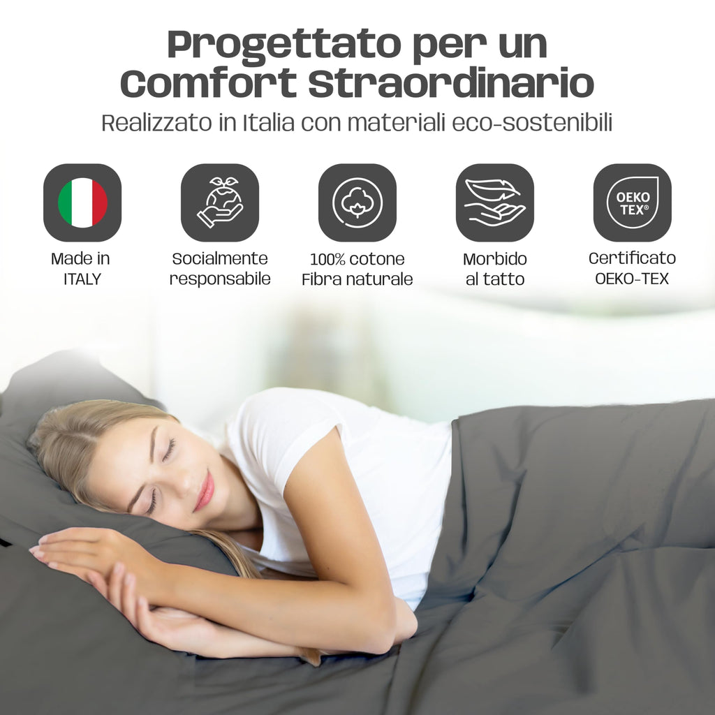 Lenzuola Letto Cotone Made in Italy, Completo Letto - Diversi colori - 3 TAGLIE