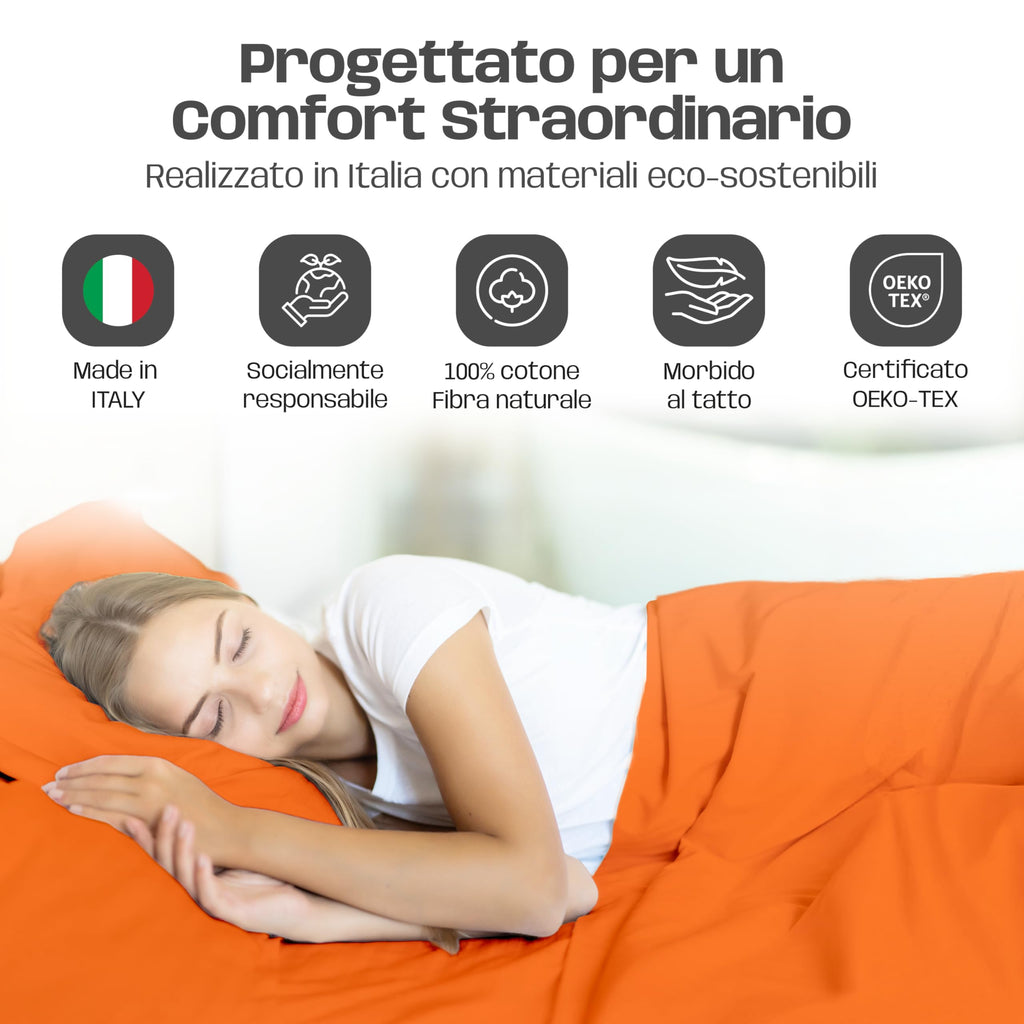 Lenzuola Letto Cotone Made in Italy, Completo Letto - Diversi colori - 3 TAGLIE