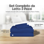 Lenzuola Letto Cotone Made in Italy, Completo Letto - Diversi colori - 3 TAGLIE