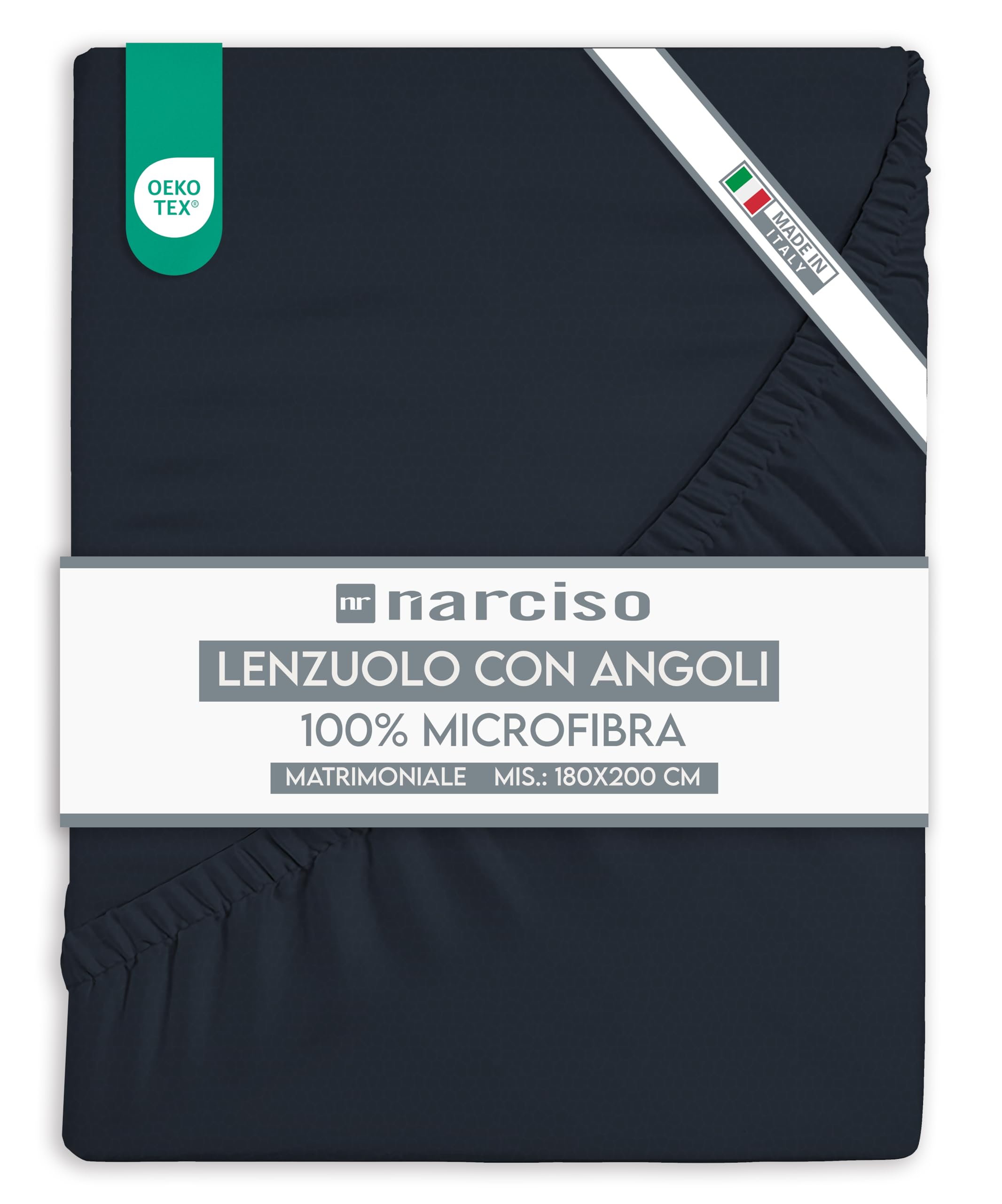 Lenzuolo con Angoli in Microfibra Tinta Unita Embossed, Lenzuola Sotto con Angoli Traspirante ed Anallergica, Biancheria da Letto Made in Italy